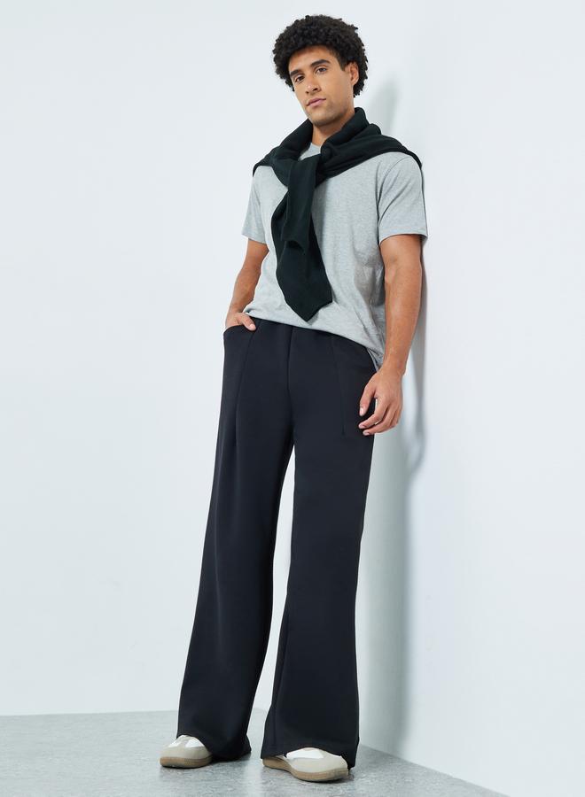 Styli Men Wide Leg Joggers with Back Pocket Detail - Image 1